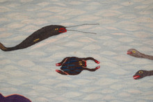 4.9 FT Noahs Ark Animal Boat - Handwoven Tapestry - Egyptian Kilim Wall Hanging Art