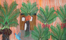 Village Oasis with Pigeon Towers handwoven tapestry — view 3