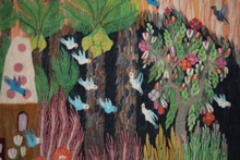 4.0 FT Handwoven Tapestry Egyptian Kilim Wall Hanging Desert Village Oasis Art