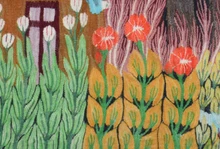 4.0 FT Handwoven Tapestry Egyptian Kilim Wall Hanging Desert Village Oasis Art