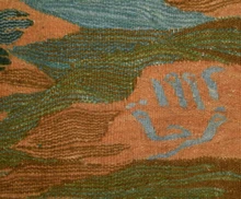 5.5 FT Handwoven Tapestry - Wall Hanging Egyptian Kilim -  Blue Tree Animal River Scene Art