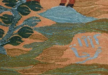5.5 FT Handwoven Tapestry - Wall Hanging Egyptian Kilim -  Blue Tree Animal River Scene Art