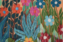 3.6 FT Handwoven Wall Hanging Egyptian Kilim Tapestry Colorful Floral Garden Birds Art