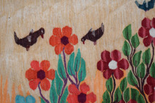 3.6 FT Handwoven Wall Hanging Egyptian Kilim Tapestry Colorful Floral Garden Birds Art