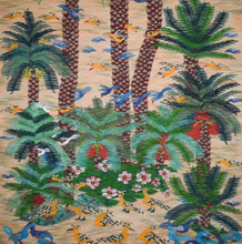 5.7 FT Handwoven Wall Hanging Egyptian Kilim Tapestry Palm Tree Sunset Bird Nature Art