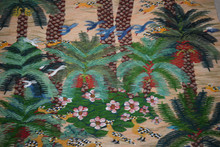 5.7 FT Handwoven Wall Hanging Egyptian Kilim Tapestry Palm Tree Sunset Bird Nature Art