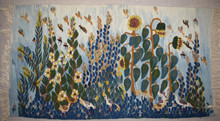 Sunflowers and Geese — handwoven Egyptian wool tapestry, 4.2 ft