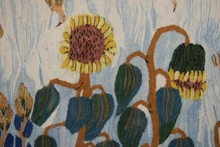 4.2 FT Wall Hanging Egyptian Handwoven Kilim Tapestry - Sunflower Bird Nature