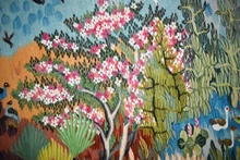 6.3 FT Wall Hanging Handwoven Egyptian Tapestry Kilim Floral River Scene