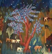 Night Village under the Moon handwoven tapestry — view 2