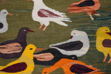 4.5ft Handwoven Bird Tapestry - Colorful Nature Wall Hanging Art - Woven Kilim Rug