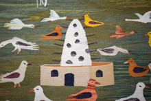4.5ft Handwoven Bird Tapestry - Colorful Nature Wall Hanging Art - Woven Kilim Rug