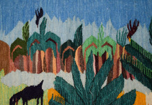 4.9ft Handwoven Oasis Village Tapestry - Egyptian Wall  Hanging - Folk Art Rug
