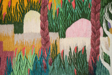 4.9ft Handwoven Oasis Village Tapestry - Egyptian Wall  Hanging - Folk Art Rug