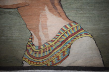 4.5ft Vintage Nefertiti Handwoven Tapestry - Egyptian Queen Wall Hangin Rug