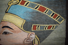 4.5ft Vintage Nefertiti Handwoven Tapestry - Egyptian Queen Wall Hangin Rug