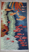 4.5 FT Egyptian Folk Art Tapestry - Handwoven Underwater Fish Wall Hanging Rug