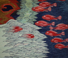 4.5 FT Egyptian Folk Art Tapestry - Handwoven Underwater Fish Wall Hanging Rug