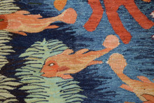 4.5 FT Egyptian Folk Art Tapestry - Handwoven Underwater Fish Wall Hanging Rug