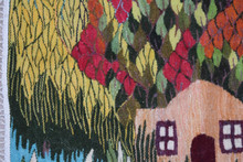 4.4 FT Egyptian Village Folk Art Tapestry - Handwoven Rural Scene Wall Hanging Kilim Rug