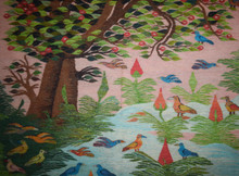 5.8 FT Large Egyptian Folk Art Tapestry - Handwoven Tree of Life Wall Hanging - Colorful Bird Kilim