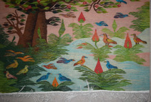5.8 FT Large Egyptian Folk Art Tapestry - Handwoven Tree of Life Wall Hanging - Colorful Bird Kilim