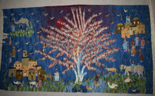 5.1 FT Handwoven Tapestry Wall Art-Egyptian Wool Hanging Kilim Folk Village Life