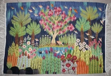 4.7 FT Wall Hanging Egyptian Kilim Tapestry-Handwoven Wool Folk Art Village Life