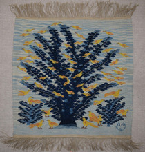 Spreading Tree with Small Birds — handwoven Egyptian wool tapestry, 33"