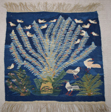 Fan Tree with Doves — handwoven Egyptian wool tapestry, 35"