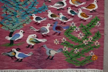 Handwoven Egyptian Kilim Tapestry-Wall Hanging Wool Village Folk Art Decor 3.1FT