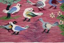 Handwoven Egyptian Kilim Tapestry-Wall Hanging Wool Village Folk Art Decor 3.1FT