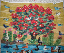 Egyptian Wool Tapestry Wall Haging-Handwoven Kilim Folk Art Rug 3.7 FT Handmade