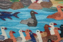 Egyptian Wool Tapestry Wall Haging-Handwoven Kilim Folk Art Rug 3.7 FT Handmade