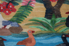 Egyptian Wool Tapestry Wall Haging-Handwoven Kilim Folk Art Rug 3.7 FT Handmade