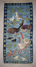 Geese and Peacocks — handwoven Egyptian wool tapestry, 4.2 ft