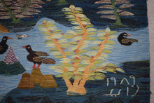 Egyptian Kilim Tapestry Wall Hanging Handwoven Wool Folk Art Village Scene 2.9FT