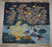 Egyptian Kilim Tapestry Wall Hanging Handwoven Wool Folk Art Village Scene 2.9FT