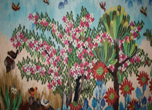6.8 FT Handwoven Egyptian Kilim Rug Wall Hanging Tapestry Garden Ducks Flowers