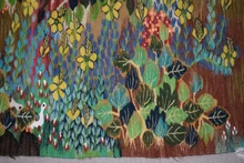 6.2 FT Handwoven Egyptian Kilim Rug Wall Hanging Tapestry Garden Flowers Birds