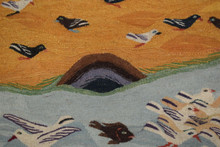 5.9 FT Handwoven Egyptian Kilim Rug Wall Hanging Tapestry Fish Birds Sea Sunset