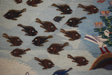 5.9 FT Handwoven Egyptian Kilim Rug Wall Hanging Tapestry Fish Birds Sea Sunset
