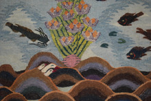 5.9 FT Handwoven Egyptian Kilim Rug Wall Hanging Tapestry Fish Birds Sea Sunset