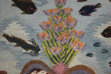 5.9 FT Handwoven Egyptian Kilim Rug Wall Hanging Tapestry Fish Birds Sea Sunset