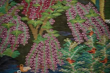 6 FT Handwoven Egyptian Kilim Rug Wall Hanging Tapestry Garden Ducks Birds Pink