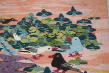 3.9 FT Handwoven Egyptian Kilim Rug Wall Hanging Tapestry Birds Animals Pink