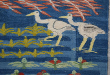 2.5 FT Handwoven Egyptian Kilim Rug Tapestry Wall Hanging Tree Birds Farmer Blue