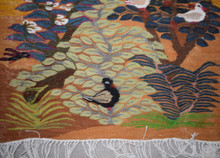 2.0 FT Handwoven Egyptian Kilim Rug Tapestry Wall Hanging Birds Tree Gold Leaves