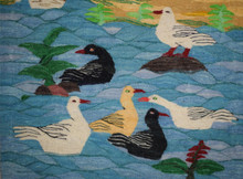 3.5 FT Handwoven Egyptian Kilim Rug Tapestry Wall Hanging Palm Trees Birds Ducks