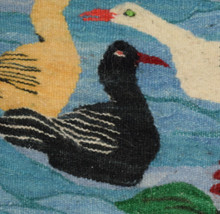 3.5 FT Handwoven Egyptian Kilim Rug Tapestry Wall Hanging Palm Trees Birds Ducks